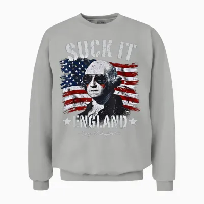 Suck-It England Funny 4th of July George Washington 1776 Unisex Sweatshirt - Ash