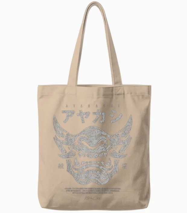 Japan Streetwear Cyberpunk Y2k Techwear Retro Manga Anime Tote Bags in Natural