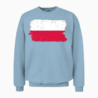 Poland Flag Brush Stroke Unisex Sweatshirt - Light Blue