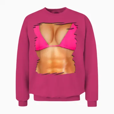 Fake Bauchmuskelshirt Bikini Body Muscle Six Pack Fake Big Boobs Unisex Sweatshirt - Heliconia