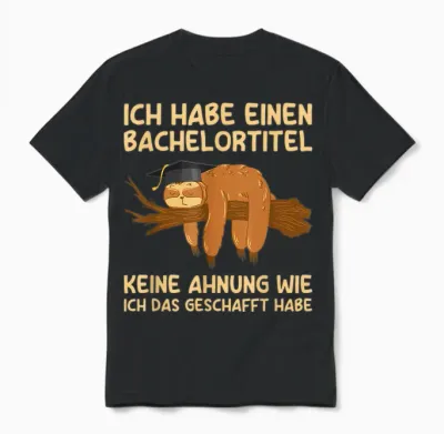 Herren Studium Abschluss Bachelortitel Faultier Bachelor Unisex T-Shirt - Black