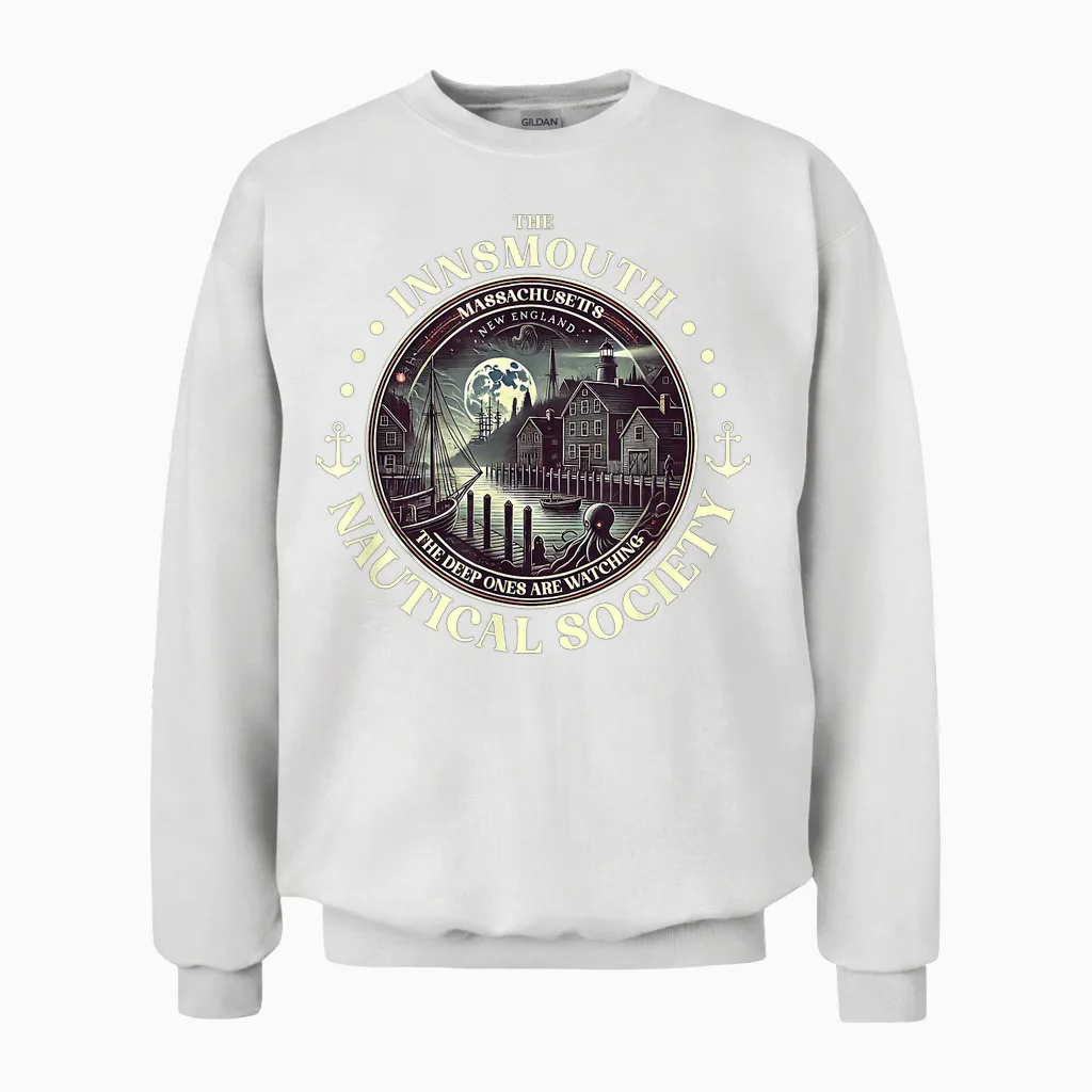 Shadow Over Innsmouth Lovecraftscher Cthulhu Mythos Unisex Sweatshirt in White