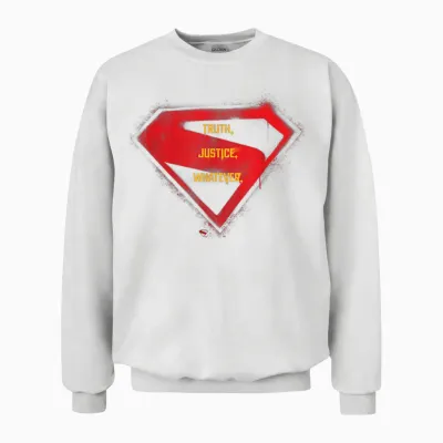 Supergirl 2026 Truth, Justice, Whatever Over Logo Unisex Sweatshirt - White