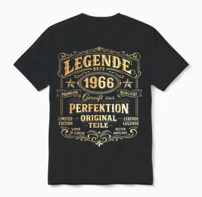 60th Birthday Man Woman 60 Years Decoration 1966 Gift Funny Unisex T-Shirt - Black