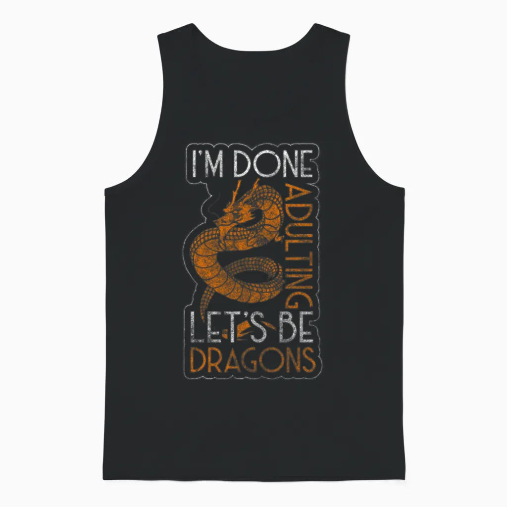 Dragon Black Chinese Dragon Unisex Tank Top in Black
