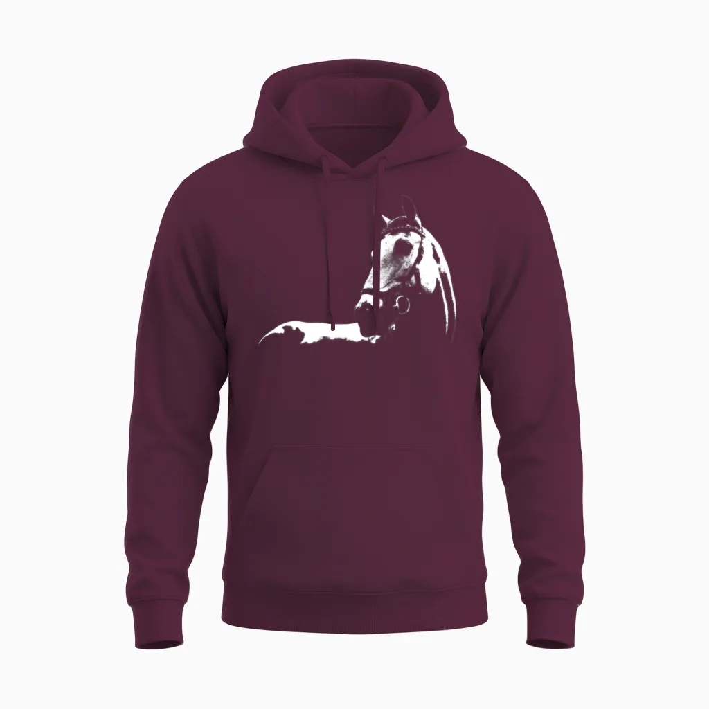 Horse Silhouette Horse Illustration Unisex Hoodie in Maroon