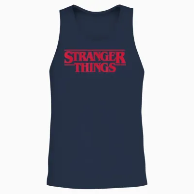 Stranger Things Main Logo T-Shirt, Black, S Unisex Tank Top - Navy