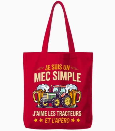 I'm a Simple Guy I Love Tractors and the Aperitif Tote Bags - Red