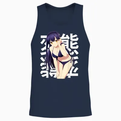 Cosplay Animé Belle Fille Obscène Et Mignonne Kawaii Waifu Otaku Unisex Tank Top - Navy