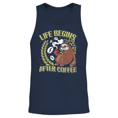 Office Colleague Life Begins After Coffee Unisex Tank Top - Navy