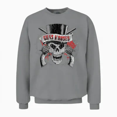 Guns N' Roses Offizieller Zylinderhut Mit Totenkopf Unisex Sweatshirt - Sport Grey
