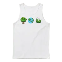Retro Pixel Earth Design Unisex Tank Top - White – 1