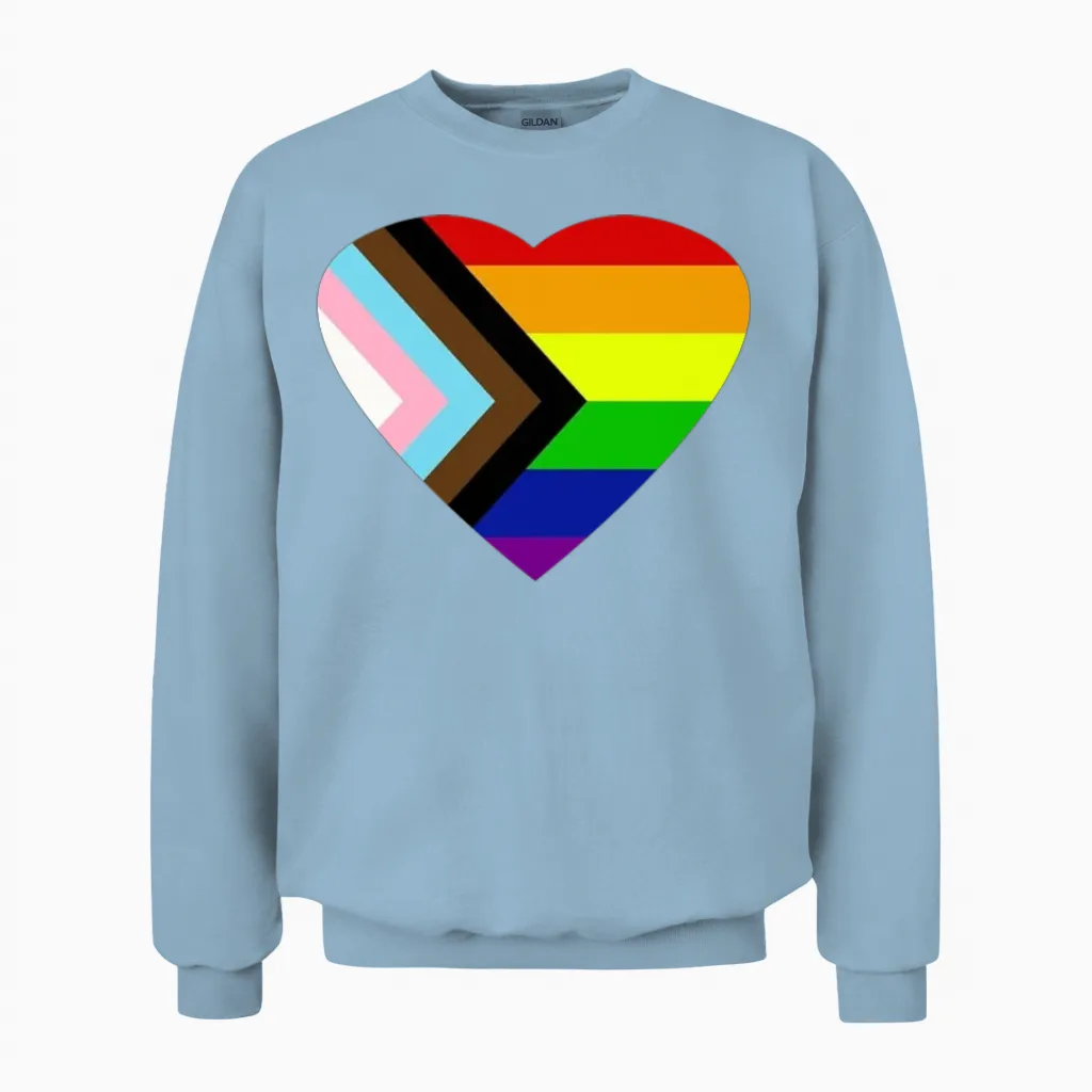 Pride Progress Rainbow Flag Lgbt Unisex Sweatshirt in Light Blue
