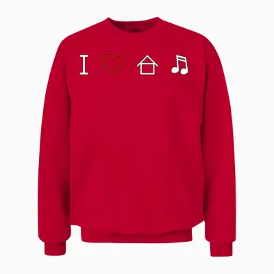I Love House Music Unisex Sweatshirt - Red