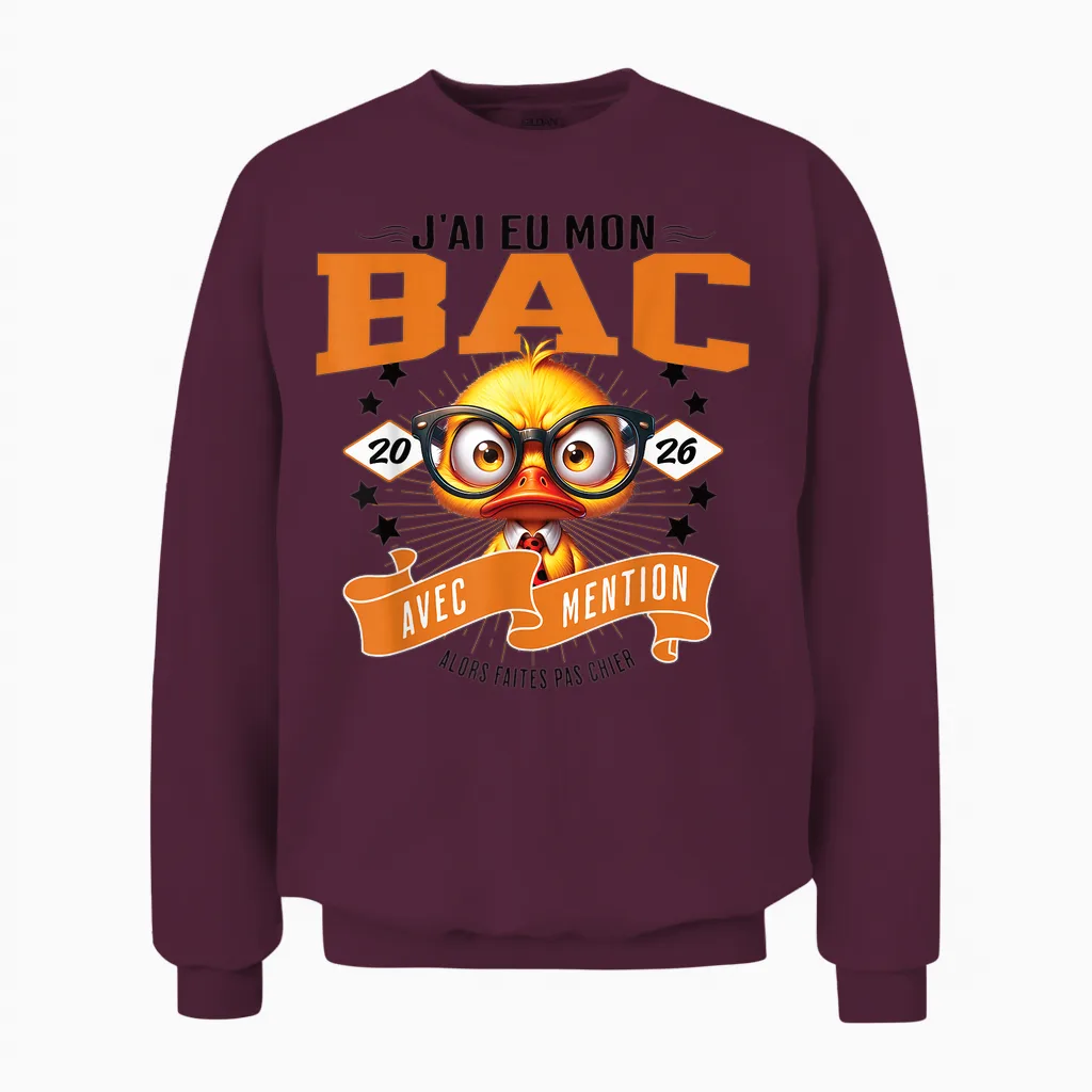 Nouveau Bachelier Félicitation Bac 2026 Avec Mention Unisex Sweatshirt in Maroon