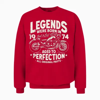 1974 Born Legends 50th Birthday Motorcycle Unisex Sweatshirt - Red