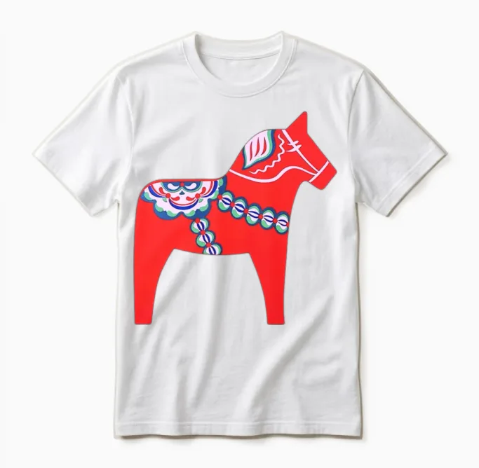Dalarna Horse Lovers Gift Unisex T-Shirt in White