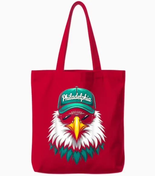 Cool Face Eagles with Sunglasses Women Men Kids Funny Tees Tote Bags - Red