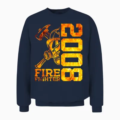 Fire Fighter 2008 15 Years Fire Fighter 15th Birthday T-Shirt, Black Unisex Sweatshirt - Navy