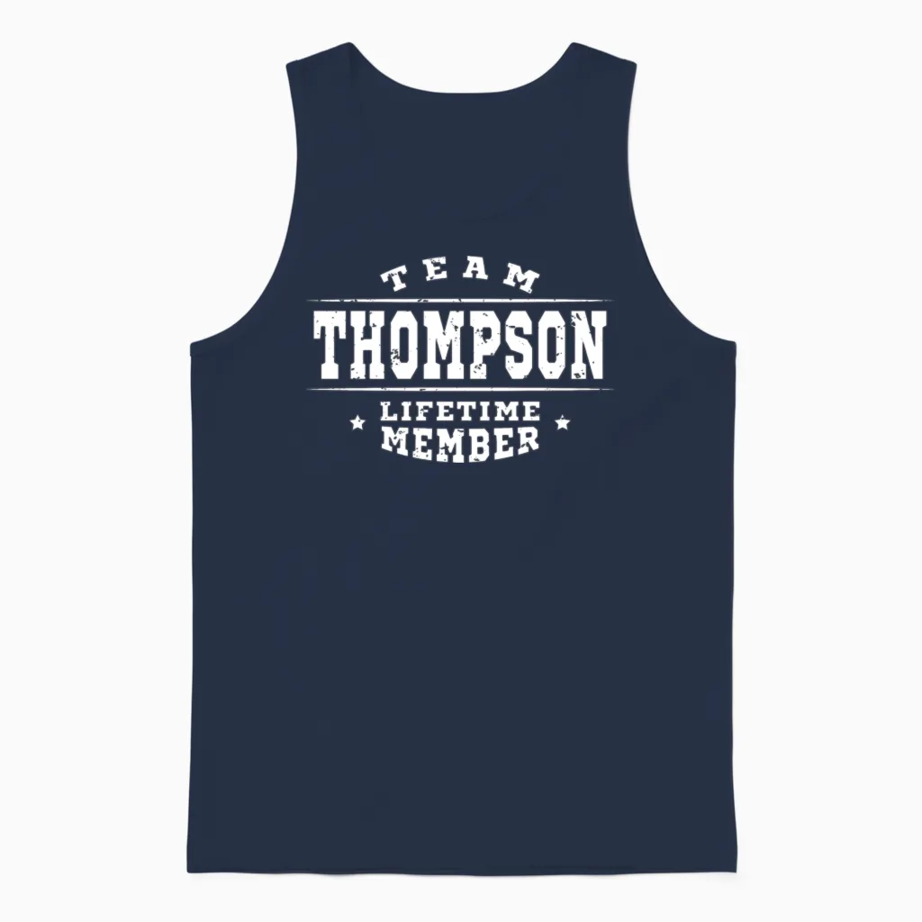 Team Thompson Lifetime Member - Family Name Unisex Tank Top in Navy