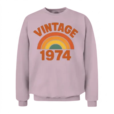 Vintage 1974 Rainbow Arc Unisex Sweatshirt - Light Pink