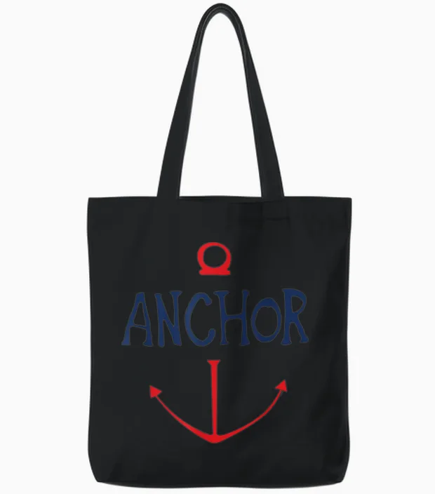 One Piece Sketch Anchor Simple T-Shirt, White, S Tote Bags in Black