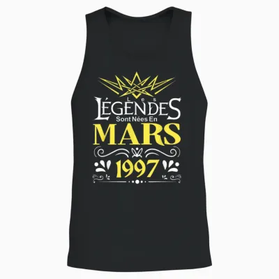 Legends Are Born in March 1997 Birthday Gift T-Shirt, Black, S Unisex Tank Top - Black