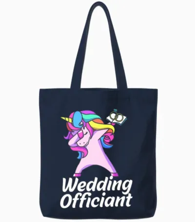 Dabbing Unicorn Wedding Officiant for Women Tote Bags - Navy