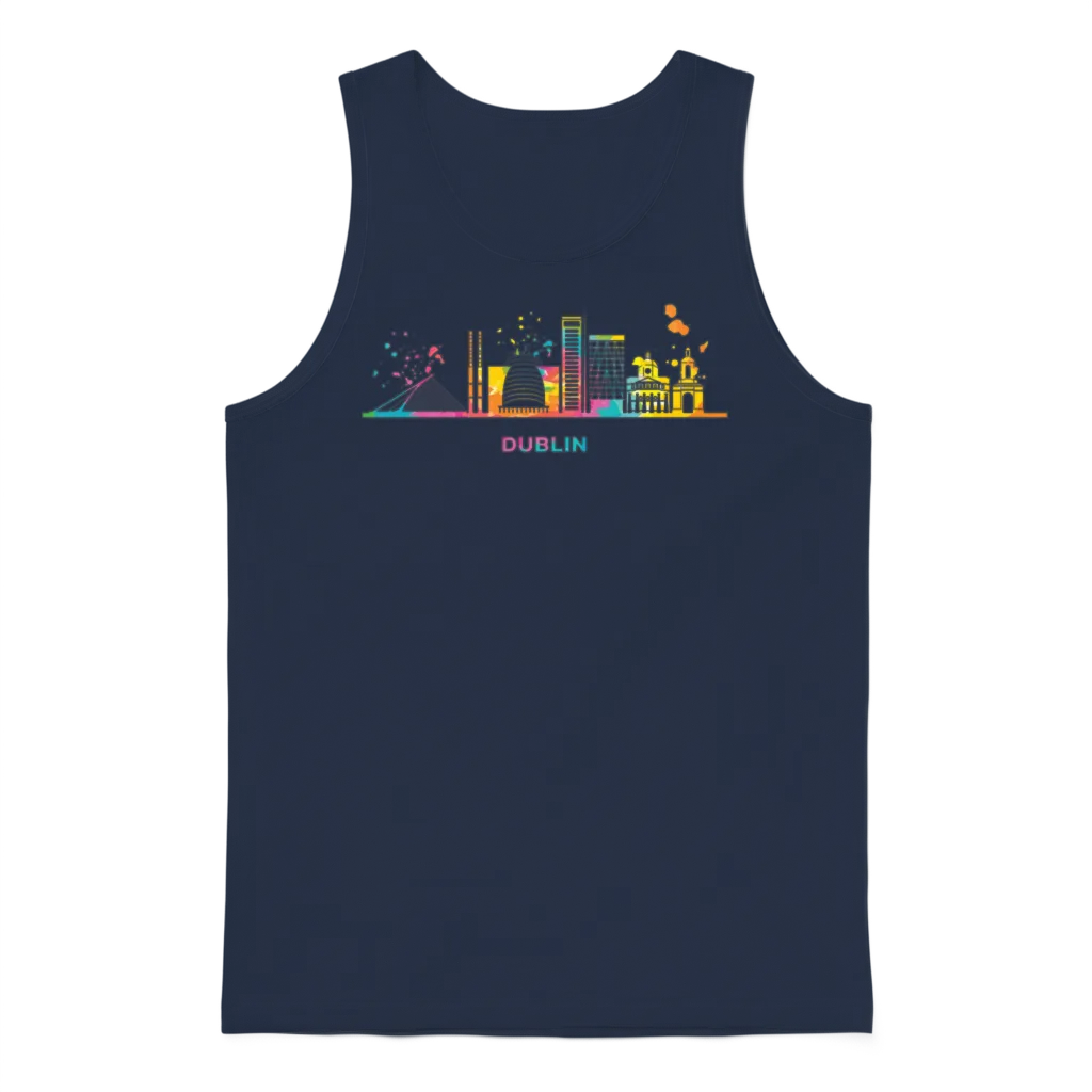 Dubliner Skyline Dublin Unisex Tank Top - Navy
