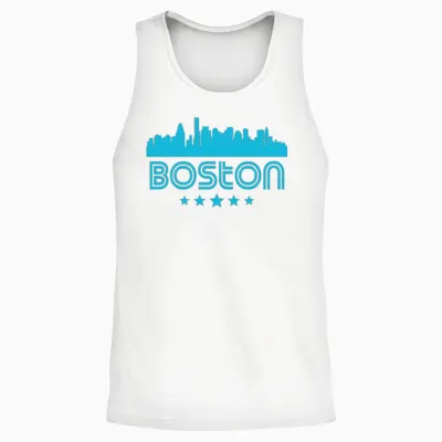 Retro Boston Skyline Unisex Tank Top - White