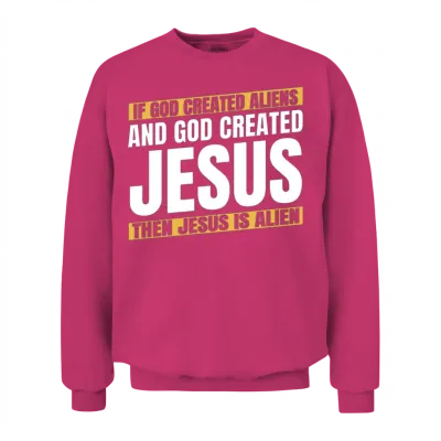 Christian Christianity Funny Alien Jesus Unisex Sweatshirt - Heliconia