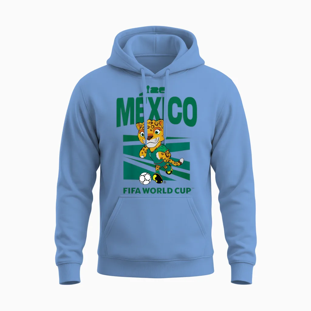 Kids Fifa World Cup26 Mexico Mascot Ball Unisex Hoodie in Carolina Blue