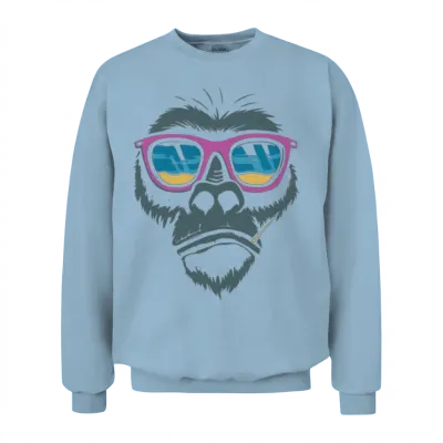 Funny Cool Monkey Unisex Sweatshirt - Light Blue