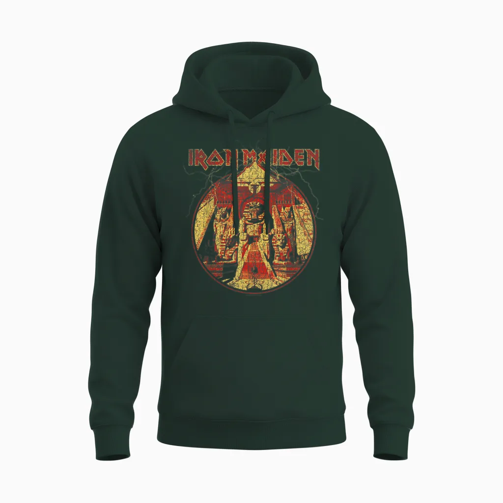 Iron Maiden Lightning Circle Navy Unisex Hoodie in Forest