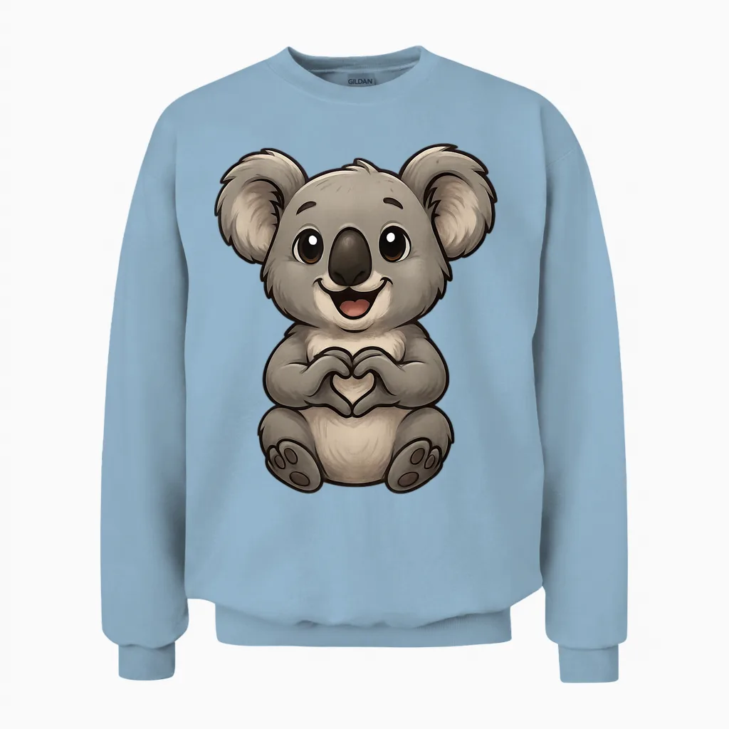 Koala with Heart | Cute Koala Bear with Heart Symbol Unisex Sweatshirt in Light Blue