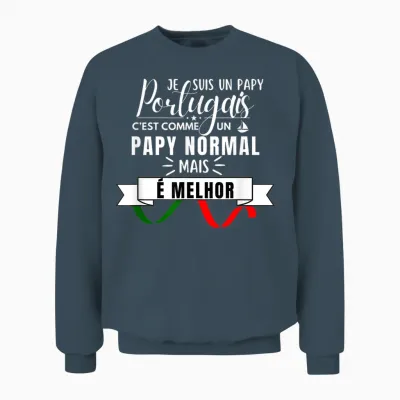 Portuguese Humour T-Shirt Like Normal Grandpa but Best Unisex Sweatshirt - Dark Heather