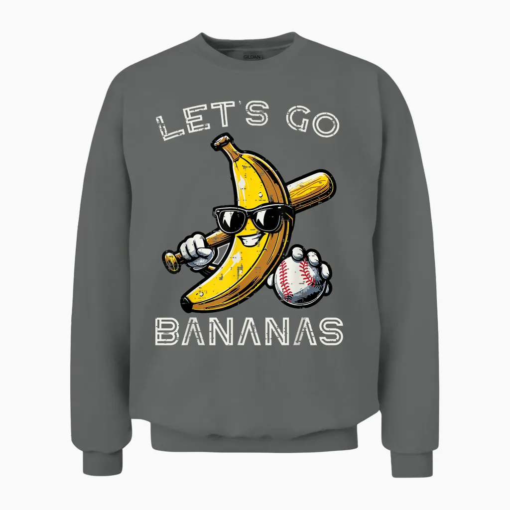 Lets Go Banana Retro Boys Kids Men Unisex Sweatshirt in Graphite Heather