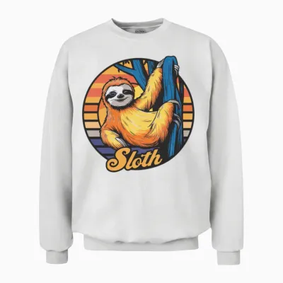 Funny Sloth Retro Vintage Unisex Sweatshirt - White