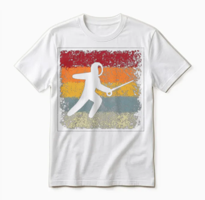 Fencing Retro Unisex T-Shirt in White