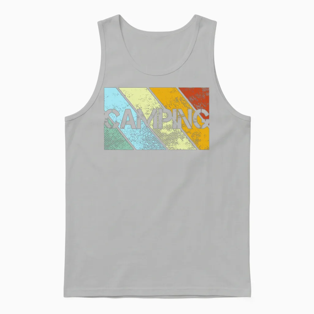 Camping Retro Unisex Tank Top in Ash