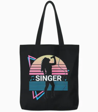 Singer Singing Retro Tote Bags - Black