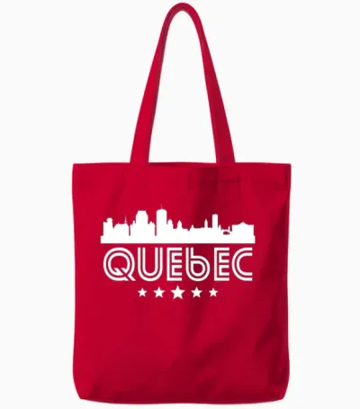 Retro Quebec Skyline Tote Bags - Red