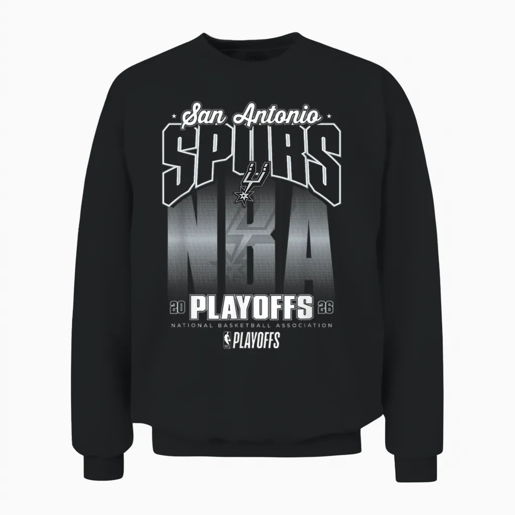 Nba Officiel 2026 Playoffs San Antonio Spurs Fade Unisex Sweatshirt in Black