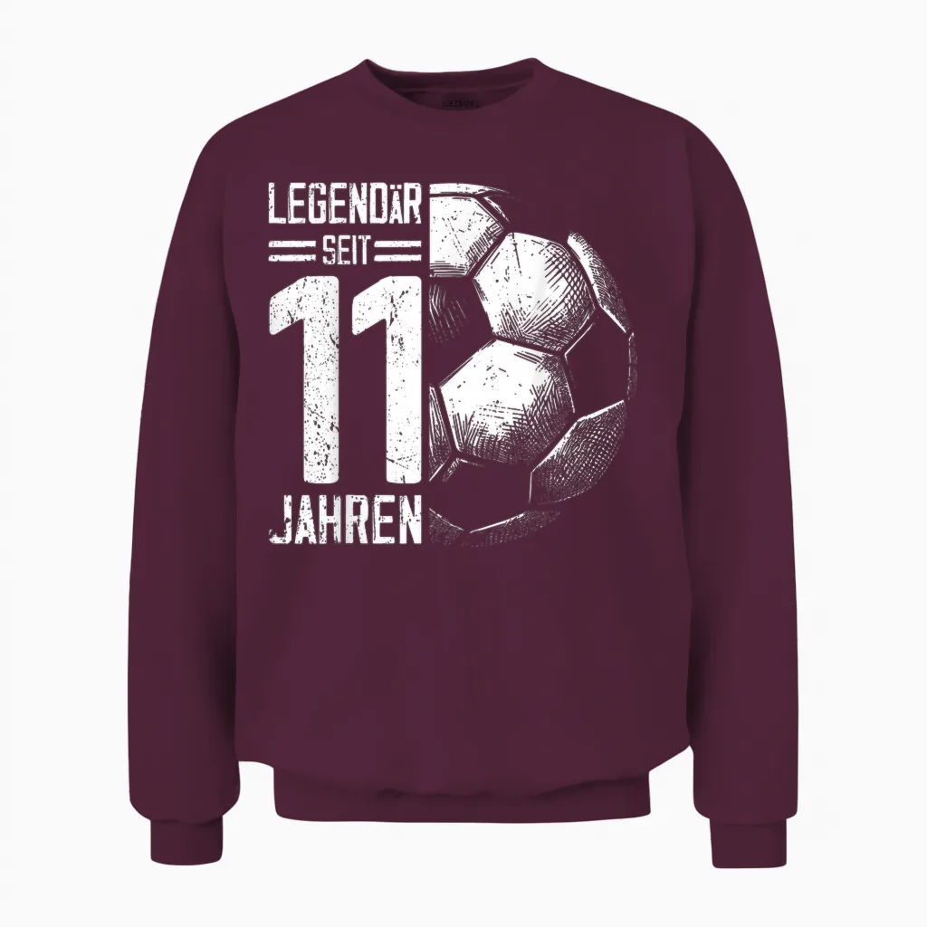 11th Birthday Retro Football Player 11 Years Boy Kids T-Shirt, Black Unisex Sweatshirt in Maroon