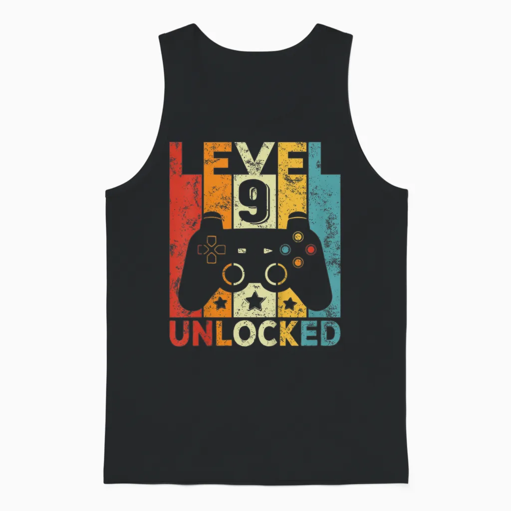 Enfant 9 Anniversaire Garçon Fille 9 Ans Jeu Manette Gamer Unisex Tank Top in Black