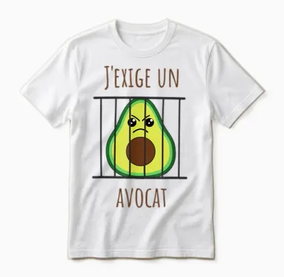Cute and Furious Avocado - Kawaii Humor T-Shirt, Grey, S Unisex T-Shirt - White