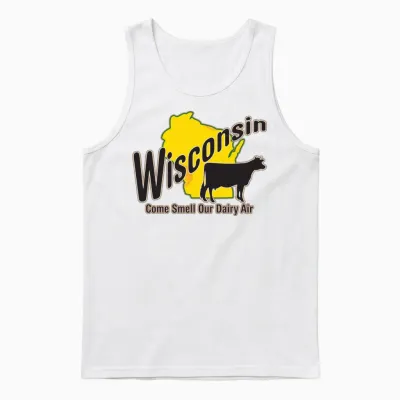 Funny Wisconsin Dairy Air Humor Parody Clothing Unisex Tank Top - White