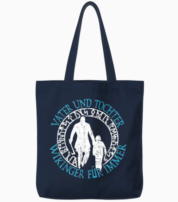 Vater Und Tochter Wikinger Für Immer Vatertag Wikinger Tote Bags in Navy