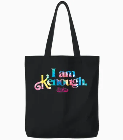 Barbie the Movie - I'm Kenough Tie Dye Logo T-Shirt, Black Tote Bags - Black