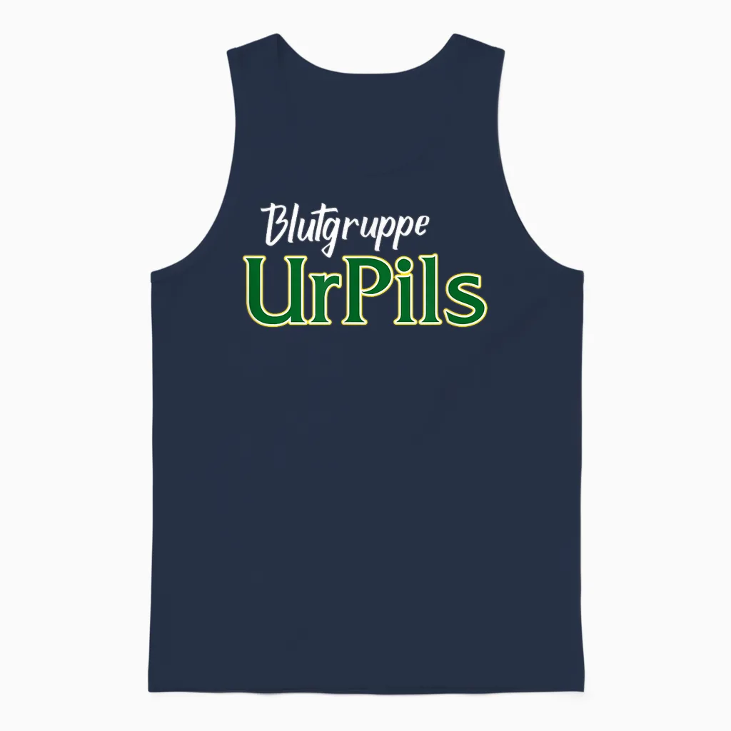 Blood Group Urpils - Saarland Beer T-Shirt, Black Unisex Tank Top in Navy